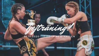 Fighter centre tjejsparring stående fighting